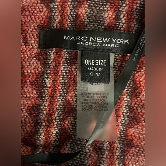 Marc New York Red and Brown Knit Poncho, red and Brown Aztec Boho Cape, one size - Picture 3 of 11